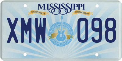 MS license plate XMW098