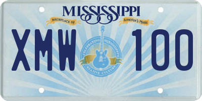 MS license plate XMW100