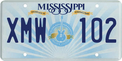 MS license plate XMW102