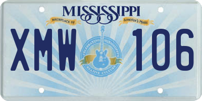 MS license plate XMW106