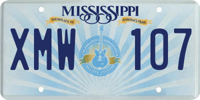 MS license plate XMW107