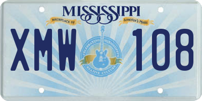 MS license plate XMW108