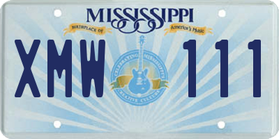 MS license plate XMW111