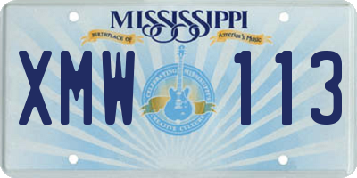 MS license plate XMW113