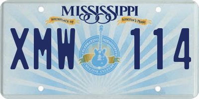 MS license plate XMW114