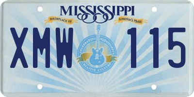 MS license plate XMW115