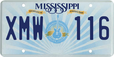MS license plate XMW116