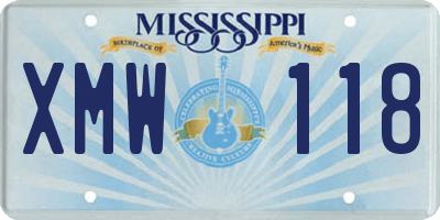 MS license plate XMW118