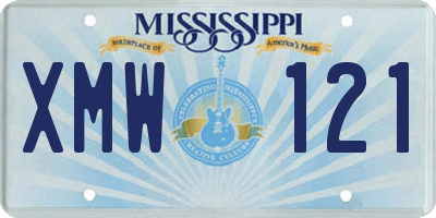 MS license plate XMW121