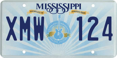 MS license plate XMW124