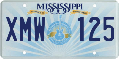 MS license plate XMW125