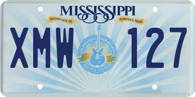 MS license plate XMW127