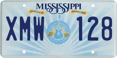 MS license plate XMW128