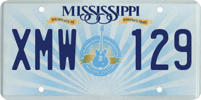 MS license plate XMW129