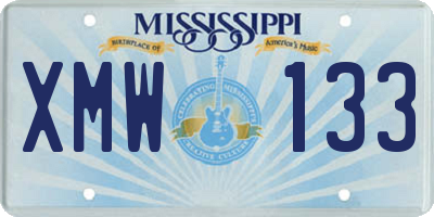 MS license plate XMW133