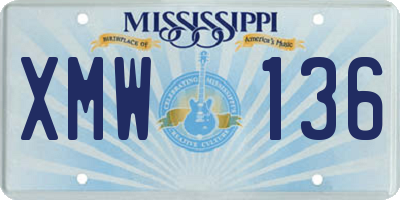 MS license plate XMW136
