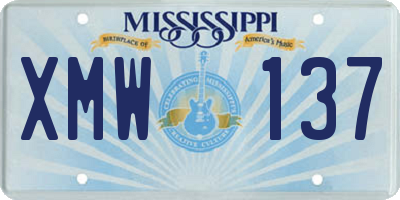 MS license plate XMW137