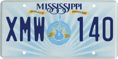 MS license plate XMW140