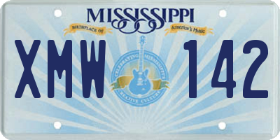MS license plate XMW142