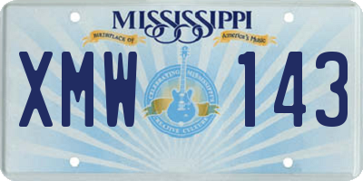 MS license plate XMW143