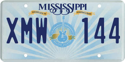 MS license plate XMW144