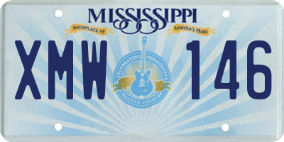 MS license plate XMW146