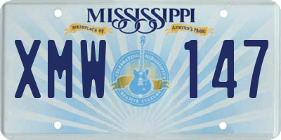 MS license plate XMW147