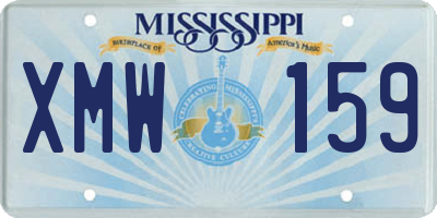 MS license plate XMW159