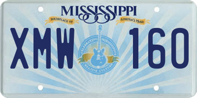 MS license plate XMW160