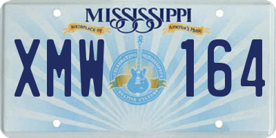 MS license plate XMW164