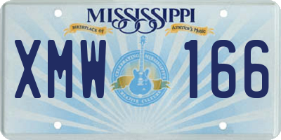 MS license plate XMW166