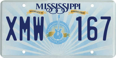 MS license plate XMW167