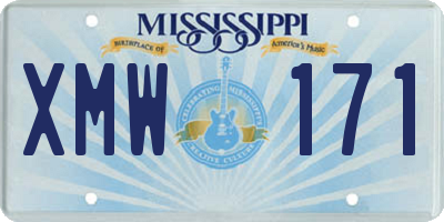 MS license plate XMW171