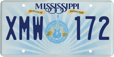 MS license plate XMW172