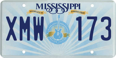 MS license plate XMW173