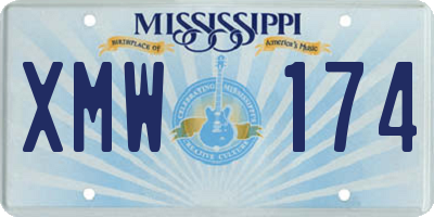 MS license plate XMW174