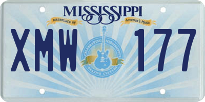 MS license plate XMW177