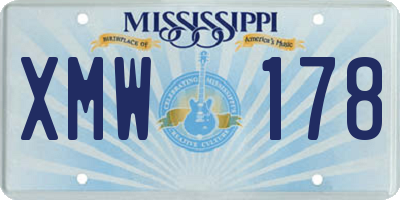 MS license plate XMW178