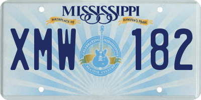 MS license plate XMW182