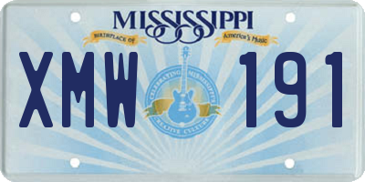 MS license plate XMW191
