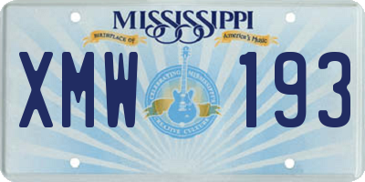 MS license plate XMW193