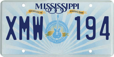 MS license plate XMW194