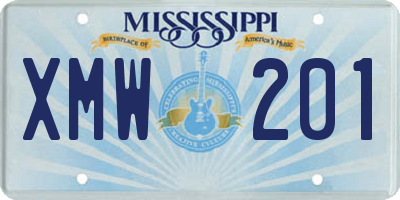 MS license plate XMW201