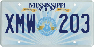 MS license plate XMW203