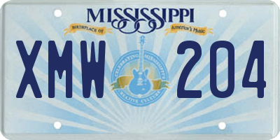 MS license plate XMW204