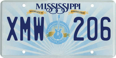 MS license plate XMW206