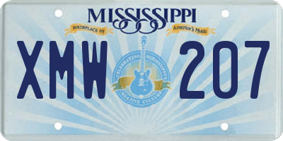 MS license plate XMW207