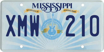MS license plate XMW210