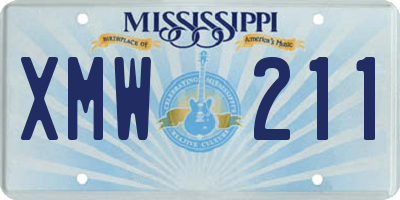 MS license plate XMW211