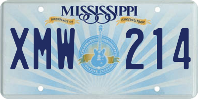 MS license plate XMW214